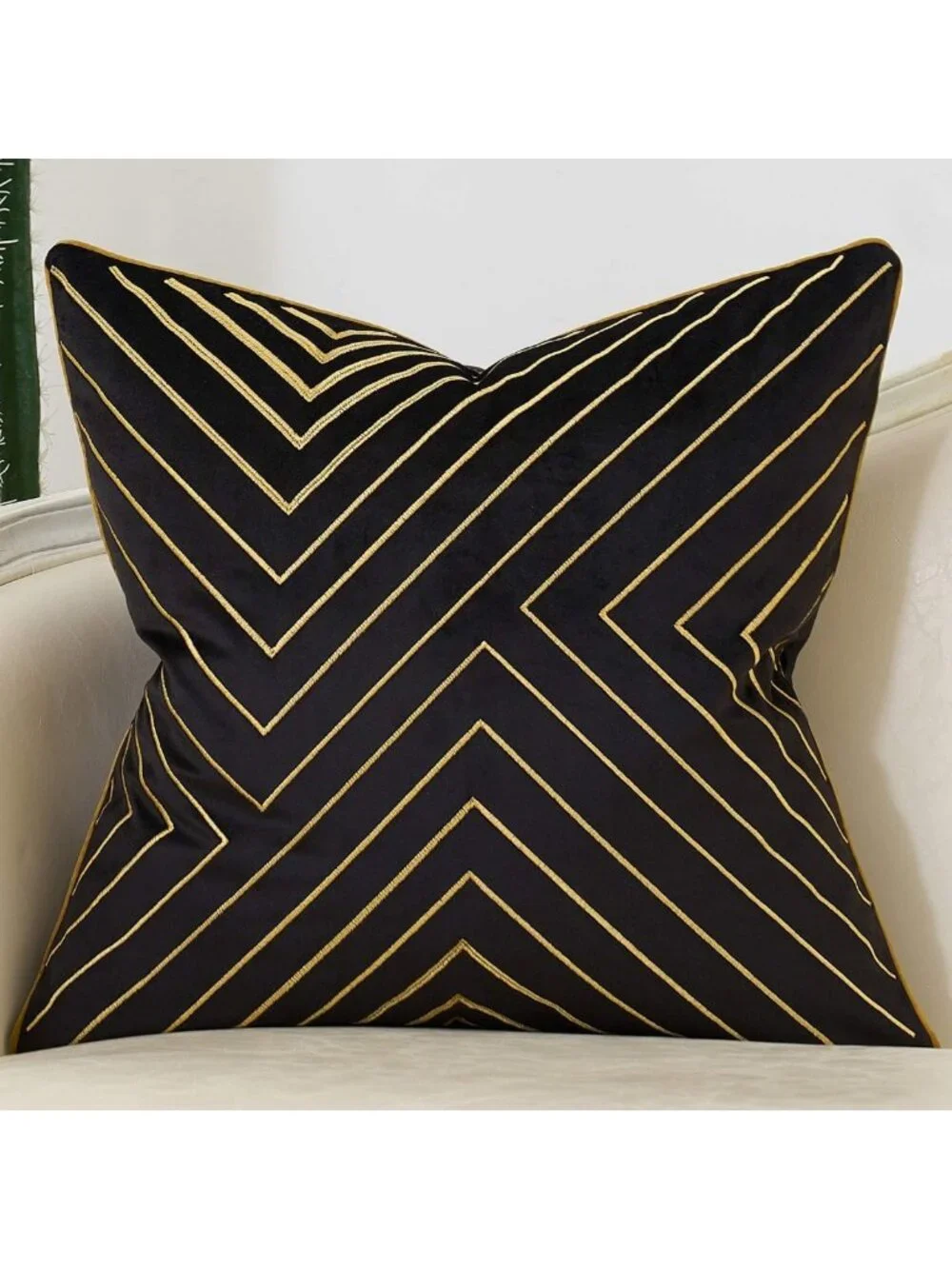 Luxurious Black Velvet Throw Pillow Cover 20x20 Inch with Hidden Zipper Closure